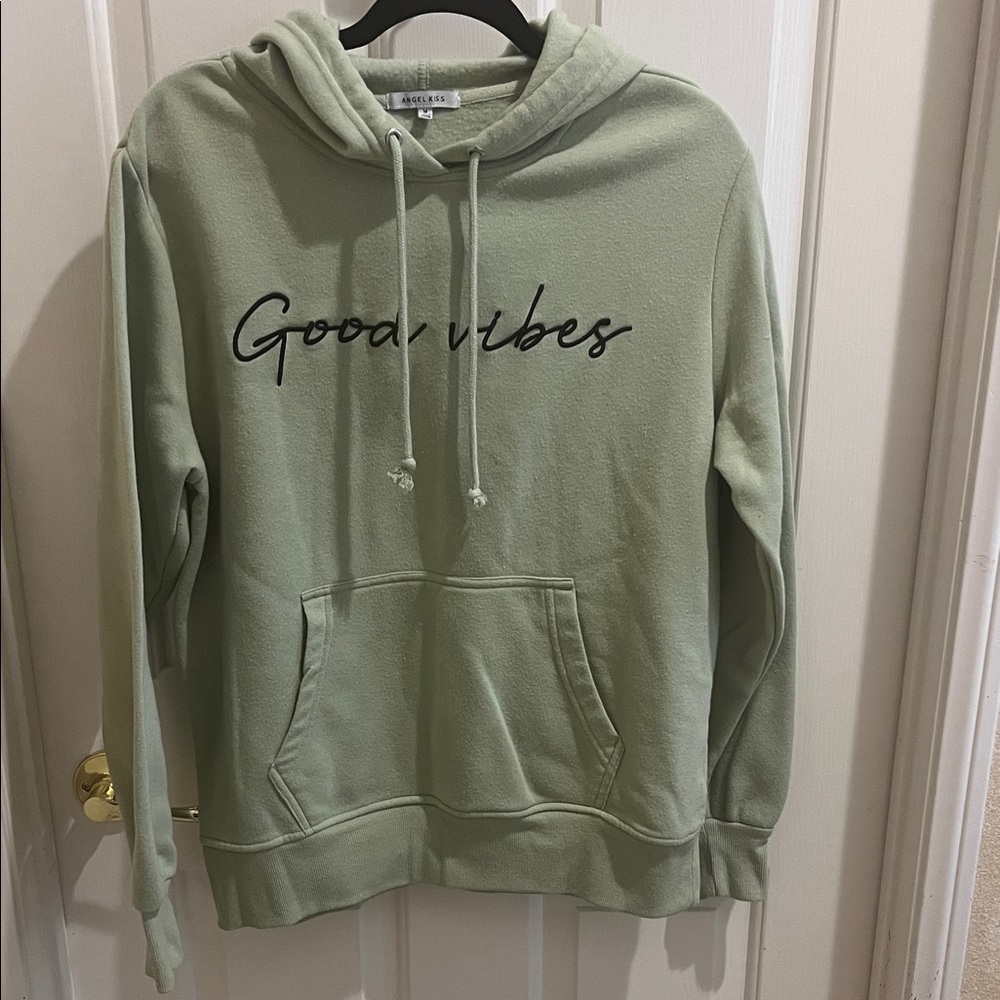 Angel Kiss Green Hoodie - Good Vibes